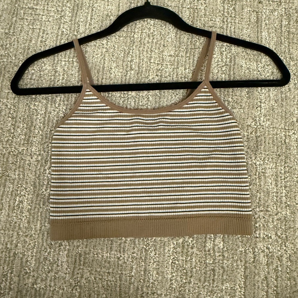 Striped Brown and White Women's Crop Tank